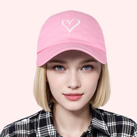 HeyCaps Women's Baseball Cap with Heart-Shaped Embroidery Pattern, Cotton Hat, Adjustable Cap, Outdoor Sports Cap, rose