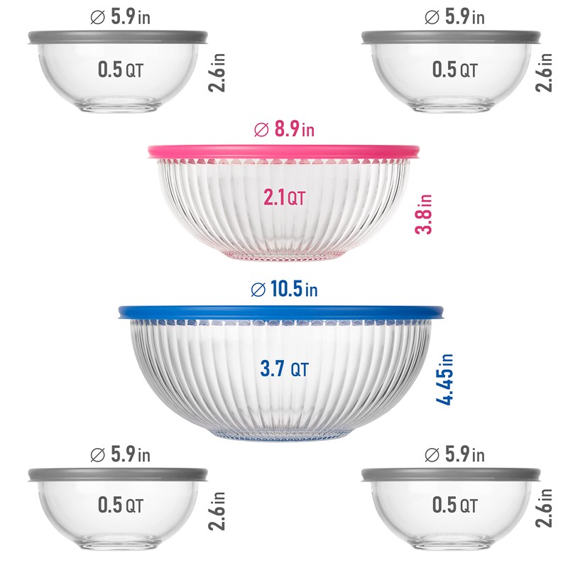 dokaworld Set of 6 Stackable Space-Saving Nesting Glass Bowls with