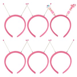Beadthoven 5Pcs DIY Beadable Headbands Cute Fabric Wrapped Plastic Beaded Headbands Elastic Bead Headband for Women DIY Hair Accessories Party Birthday Christmas Decorations Hot Pink