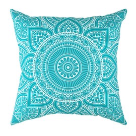 TreeWool (Pack of 2 Mandala Accent Cushion Covers in 100% Cotton Fabric (55 x 55 cm / 22 x 22 Inches, Turquoise)