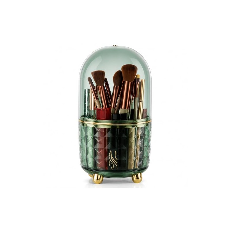 FAVORTALK Make-Up Cosmetic Organiser with 6 Compartments, 360° Rotating Brush