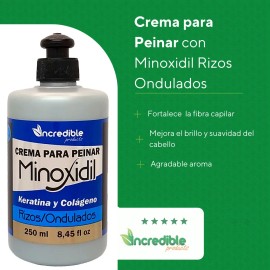 Crema Para Peinar Con Minoxidil Keratina Y Colageno Rizos                                                                                             