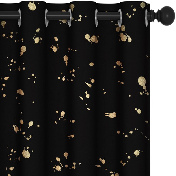 Deconovo Curtains with Pattern, Black Out Curtains for Bedroom Windows,