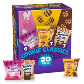 Assorted Cookie Classics Variety Pack - Mother’s Circus, Keebler Fudge Stripes & Famous Amos, 20 Pouch Box, 20 oz