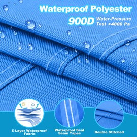 Fuprosico Bimini Top Replacement Canvas 900D Waterproof Bimini Top Cover Replace Canvas for Bimini Top Heavy Duty Replacement for Pontoon with Storage Bag,8'L 79"-84" W,Blue,Canvas Only