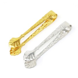 Honbay 2PCS Stainless Steel 3.74 Inch Vintage Rose Handle Sugar Cube Tongs Ice Cube Tongs Mini Serving Tongs Small Food Clips Kitchen Tiny Tongs for Appetizers Desserts Tea Coffee Party