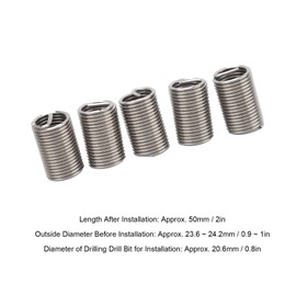 Helicoils 5pcs Stainless Steel Thread Inserts Repair Inserts M20x2.5x2.5D Repair Tool