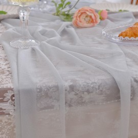 MIXNEX Cheesecloth Table Runner Grayish Blue Gauze 29.5x70.9 Inches Rustic Boho Table Runner for Wedding, Baby Shower, Bridal Shower, Sheer Centerpiece, Spring Easter Holiday, and Home Decorations