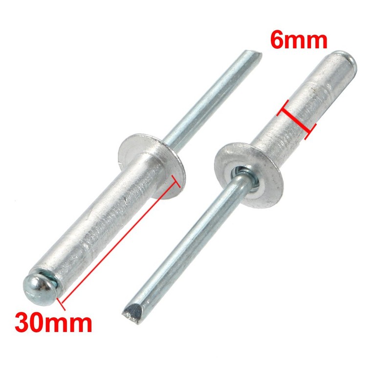 sourcing map Aluminum/Steel Open End Blind Rivets 6 mm x