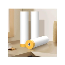 CHANGZHONG Tape and Drape 3 Rolls Transparent Pre-Taped Masking Film for Painting Decorating Covering Masking Paper for Spraying Masking Tape for Auto Wall Furniture Protection 110cm*20m