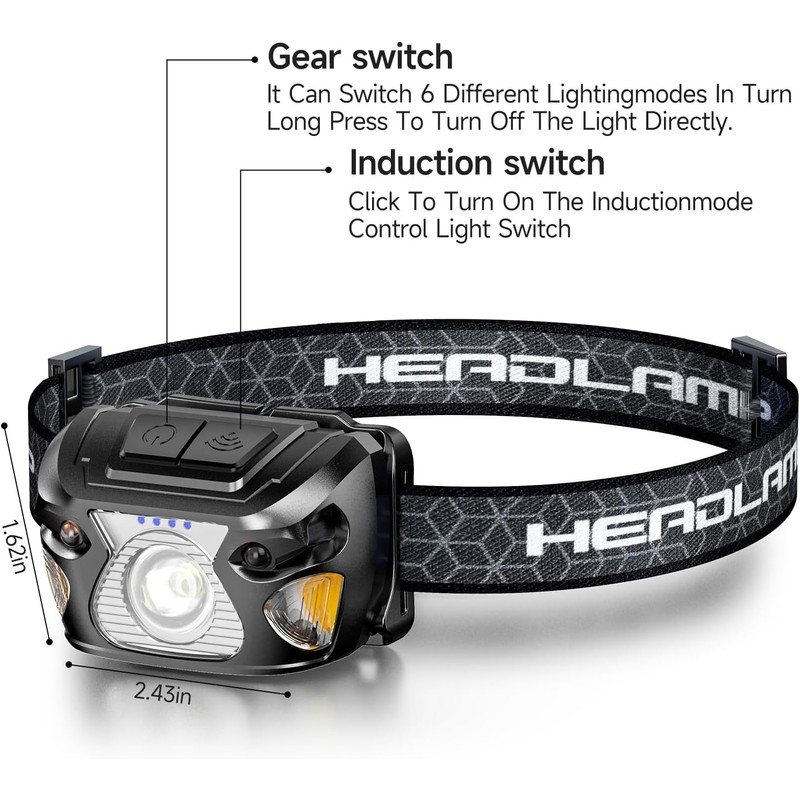 2 Sets High-End Comfortable Camping & Work Headlamp, Long Endurance