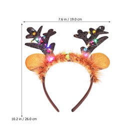 Toyvian Antler Headbands, Pack of 3, Deer Antler Headband, Luminous Reindeer Headbands, Christmas Reindeer Antler Headbands for Christmas, Holiday, Party, Favours, Accessories