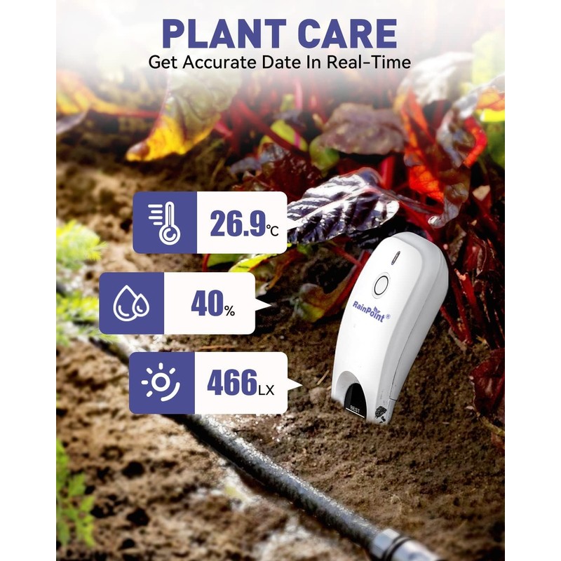 RAINPOINT WiFi Soil Moisture Sensor with WiFi Hub, App Controlled