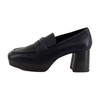 Comfortable Women's Tailored Platform Loafer in Black Leather Leather