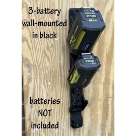 Unbranded Black Wall Mounted Battery Storage Tower For 3 Ryobi 40v Batteries. PLA plastic