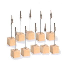 FAMULIA Memo Stand, Memo Clip, Card Stand, Card Stand, Wood (Set of 10), Tabletop, Business Card Holder, Price Card, Wood, Square Type