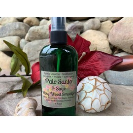 Palo Santo Sage Smudge Spray, Energy Clearing,Holy Wood, Psychic Protection Spray,Essential Oil Smudge,Smokeless,Liquid Smudge 4 oz (1 Bottle 4 oz)