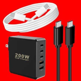Universal Type C Desktop Home Power Charger 200W GaN PD Quick Charging Charger for Mini PC