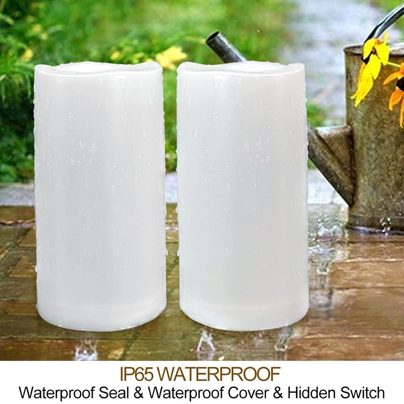 HOME MOST Pack of 2 Large Outdoor LED Pillar Candles