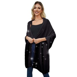 REEMONDE - Chales de gasa para mujer, chales de hiyab, pareo para novia, bodas, vestidos de noche, Chifón negro, Talla única