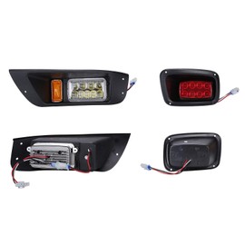 10L0L Golf Cart Led Headlight and Tail Light Kit for 1996-2013 EZGO TXT Carts with Turn Signals Switch Horn Brake Lights Harness(Must Input 12 Volts)