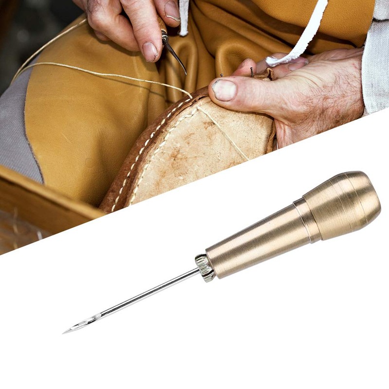 3 Needles Sewing Awl with Copper Handle Leather Shoe Repair
