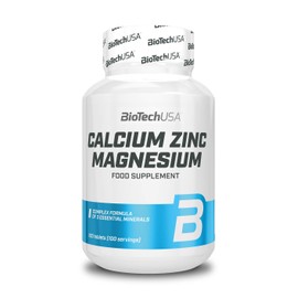 BioTechUSA Calcium-Zinc-Magnesium, Nahrungsergänzungstabletten mit 4 verschiedenen Mineralstoffen, 100 Tabletten