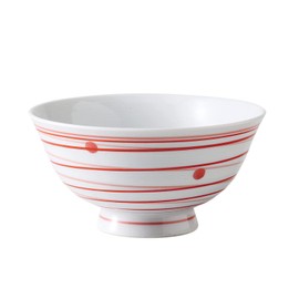 Saikai Pottery 74039 Arita Ware Rice Bowl, Medium, Nishiki Swirl Dotted Pattern, Red, Made in Japan