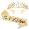 Golden Crown Tiara & Sash - 70th Birthday Decorations for