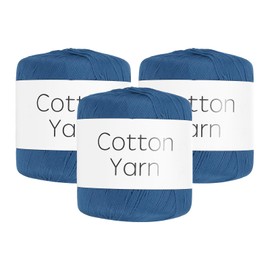 Rebower Cotton Yarn,100% Cotton Soft Knitting Yarn [for Hand DIY Bag Cushion Crocheting Knitting Project Home Decor] -3 Packages of 120g/4.23oz(Per Skein 40g/137yards)/Bright Blue