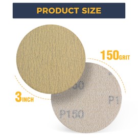 S SATC 50PCS 3 Inch Hook and Loop Sanding Disc 150 Grit Sanding Discs for Random Orbital Sander Aluminum Oxide Sandpaper Discs for Woodworking Automotive Metal