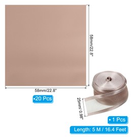 PATIKIL 20 Sheets Flower Wrapping Paper, 22.8"x22.8" Floral Bouquet Craft Packaging Paper with Ribbon for Flowers Gift Packaging, Brown