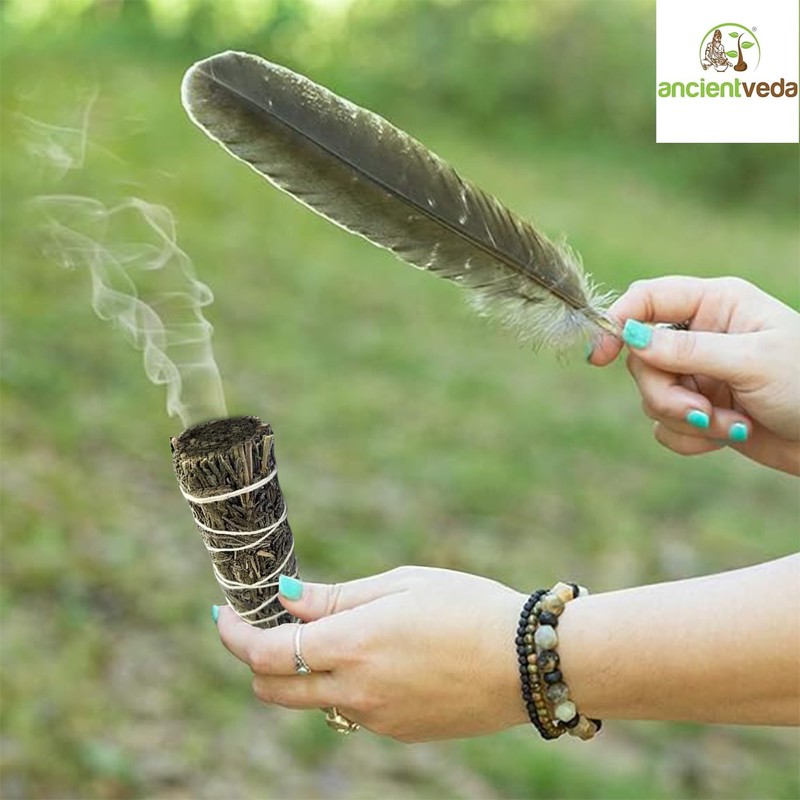 Ancientveda Sage Smudge Kit | USDA Organic Lavender Sage, Sweetgrass
