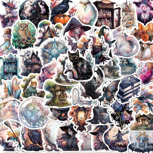 Mystical Witchcraft Sticker Set (50Pcs) | Enchanting Witch Magic Decals