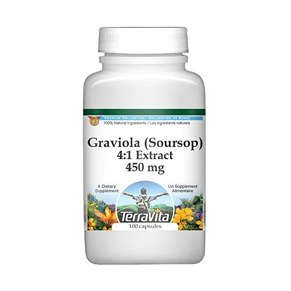 Extra Strength Graviola (Soursop) 4:1 Extract - 450 mg (100 Capsules, ZIN: 511048) - 3 Pack