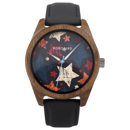 BOBO BIRD Wooden Watch – Ultra-Light Natural Wood and Leather Watch – Trendy Unisex Accessory for Everyday Style and Gift Surprises (Starry)