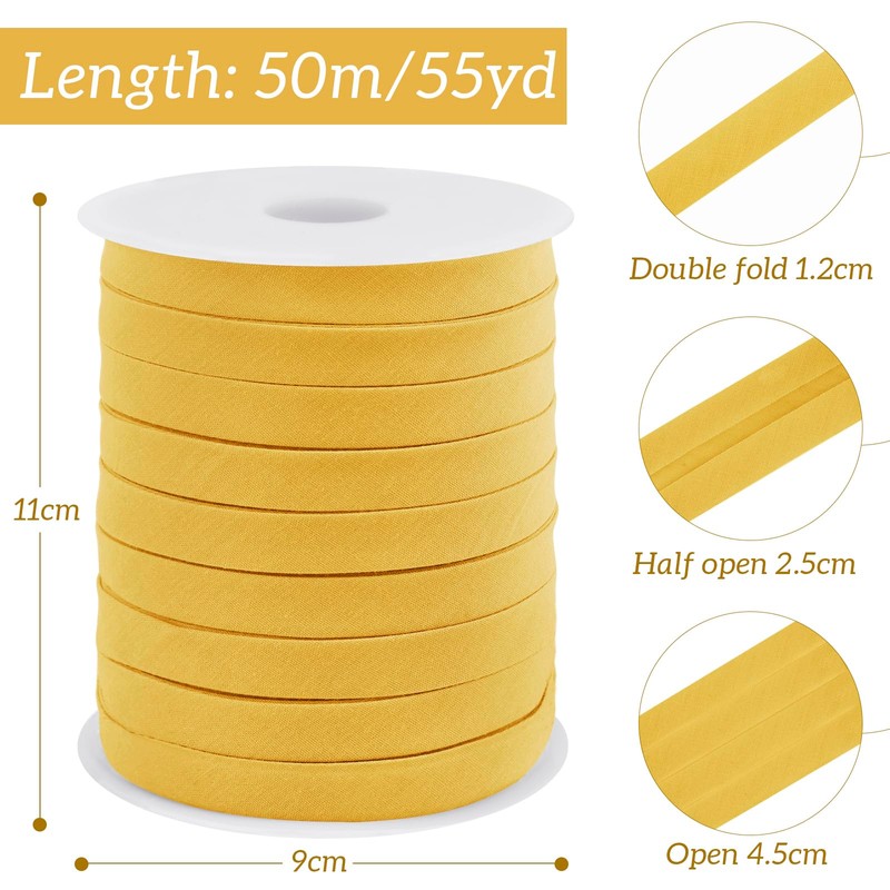 LEREATI Dark Blue Bias Tape Double Fold 1/2 Inch x