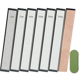 CWOVRS Diamond Sharpening Stones, 6 PCS Diamond Stones with ABS Base-120#, 240#, 600#, 1000#, 2000#, 3000#, 1 Leather Strop, 1 Polishing Paste for Fix-Angled Knife Sharpeners