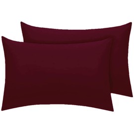 River-Neil Pillow cases 2 pack Luxury 2 x Pillow Case Cases Polycotton Housewife Pillow Pair Pack Bedroom Pillow Cover (Burgundy)