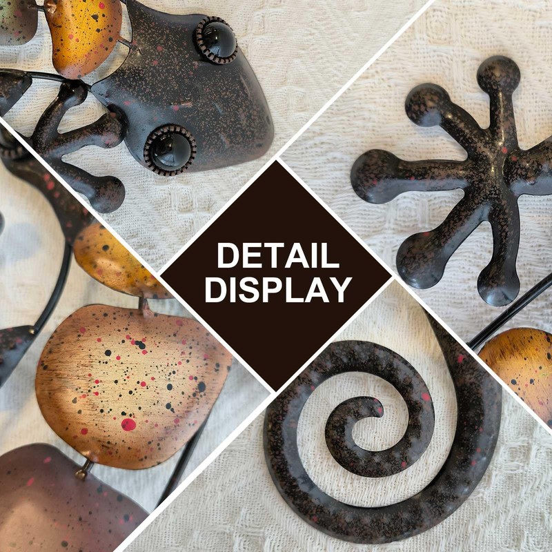 Dexlyn Metal Gecko Garden Decoration, Metal Wall Decoration, Lizard Sculpture,