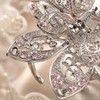 3 PCS Vintage Rhinestone Hair Clips Gray Metal Flower Claw