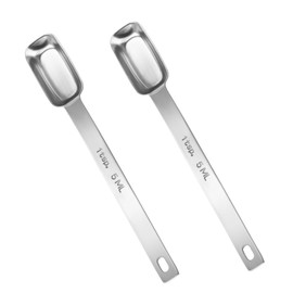 cobee 2 Pcs 1 Teaspoon Measuring Spoon, 1/3 Tbsp | 5 mL | 1/6 Oz, Stainless Steel Long Handle Scoop, Metal Measuring Spoon for Kitchen Cooking Baking Coffee Food Measuring