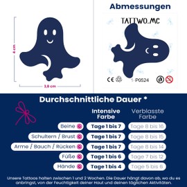 Tattwo.me 2 Week Waterproof Temporary Plant Tattoos - Phantom - EU Compliance - Vegetable Ink - Tattoo Pad Size: 5 x 5cm (P0524)