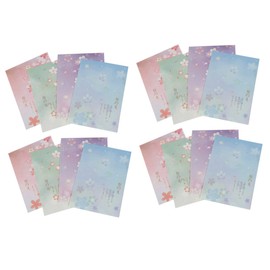 Parliky 5set Japanese Style Letter Paper Writing Paper Floral Design for Greeting Cards