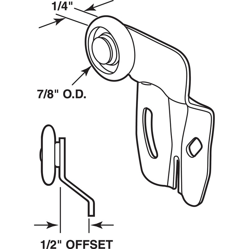 Prime-Line MP6505 Closet Door Roller, Back, 1/2 In. Offset, 7/8