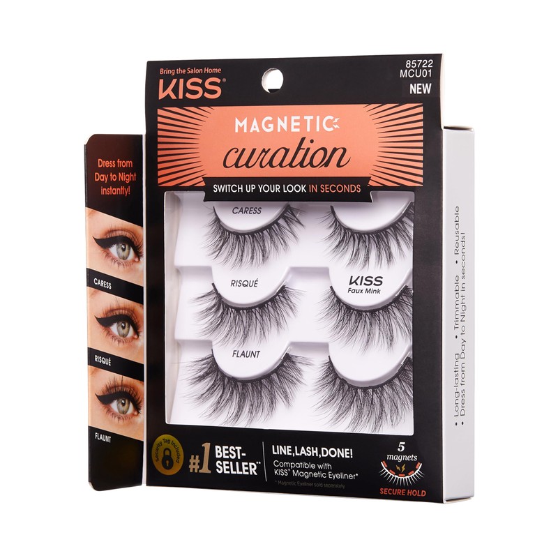 KISS Magnetic Curation False Eyelashes, 3 Pair with 5 Double