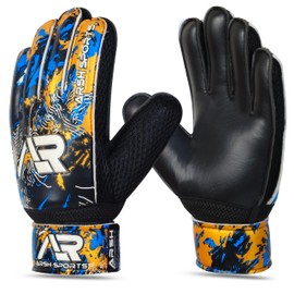Arsh Sports Soccer Goalie Gloves, Football Goalkeeper Gloves for Kids Youth & Adult Strong Grip Finger Save 4mm Latex Finger Spine Protection (Gold-Black, Size 4 Suitable for 6-9 Years)