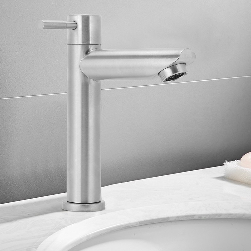 G1/2in Stainless Steel Bathroom Basin Sink Faucet Single Cold Water