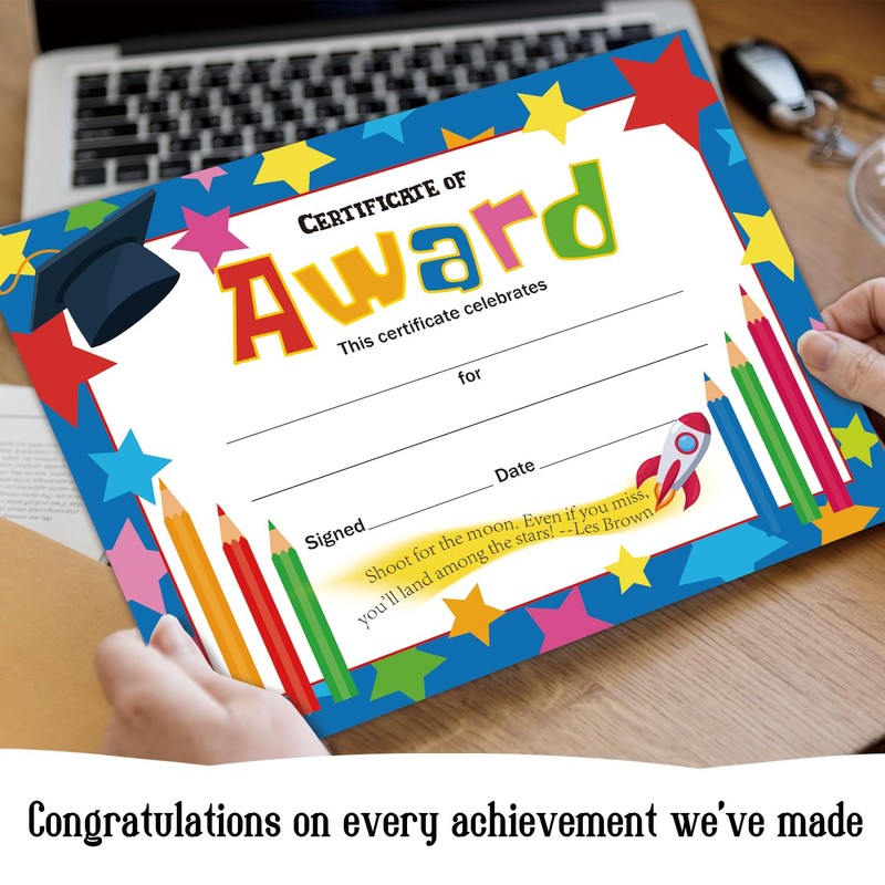 25 PCS Colorful 8 X 10 Inches Award Certificates, Student