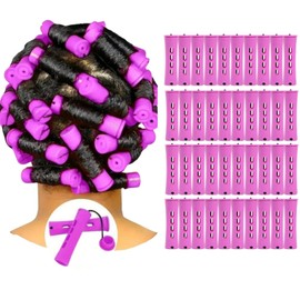 YOROSTAR Perm Rods Set for Natural Hair 40pcs Plastic Cold Wave Rods for Long Short Hair Rollers Large Hair Curling Rods for Women Purple